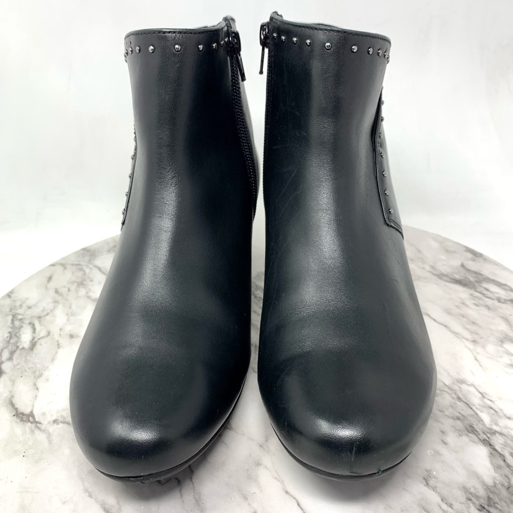 Hotter Dallas Micro Studs Leather Heeled Comfort Boots 10 Neutral Edgy Classic - Picture 4 of 16